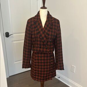 Chic Black and Red Plaid Blazer and skirt